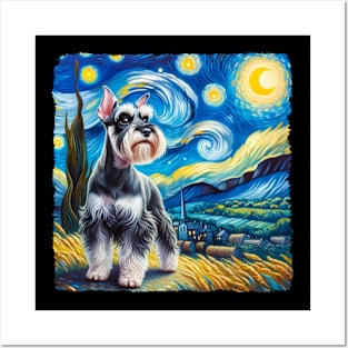 Starry Miniature Schnauzer Dog Portrait - Pet Portrait Posters and Art